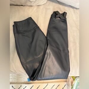 NWT WeWoreWhat Vegan Leather Black Stirrup Leggings size XS